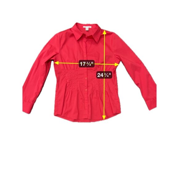 Kenneth Cole Womens Red Long Sleeve Button-Up Shirt Sz XL - Picture 6 of 8